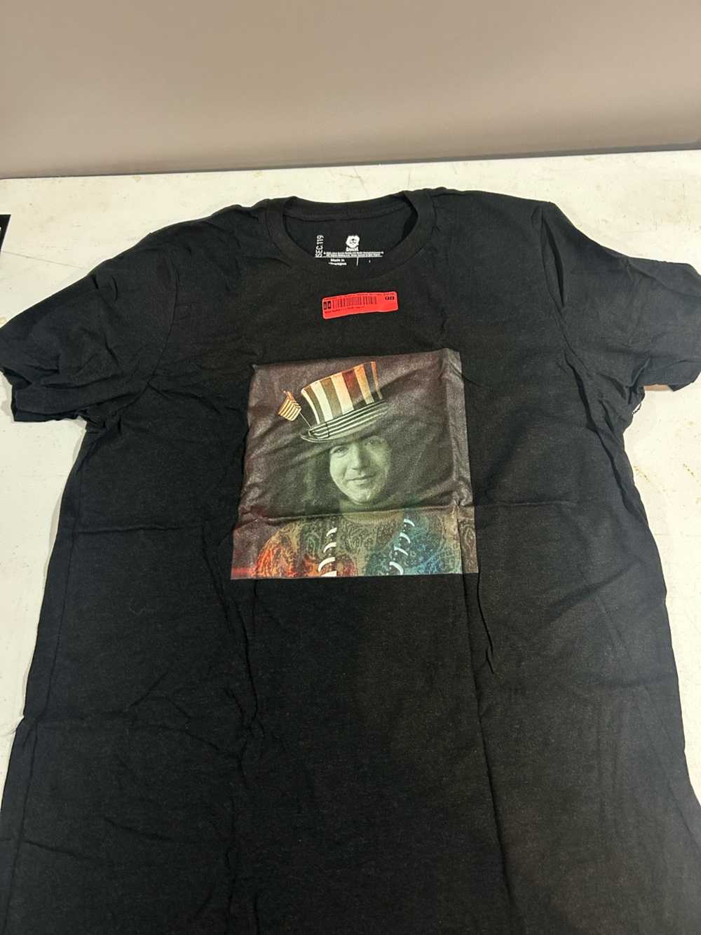 Men's Black Short-Sleeve Graphic Tee with Portrait Print Jerry Garcia